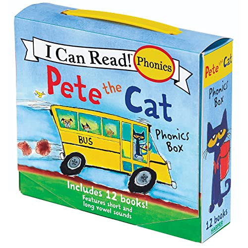 Pete the Cat 12-Book Phonics Fun!: A Box of 12 Mini-Books Featuring Short and Long Vowel Sounds – Expert-Reviewed Beginning Readers for Kids (Ages 3-6) (I Can Read Phonics Fun)