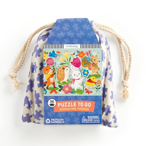 Mudpuppy Springtime Parade – 36 Piece Puzzle to Go Featuring an Adorable Easter Animals Parade Perfect Easter Travel Activity for Children Ages 3 and Up