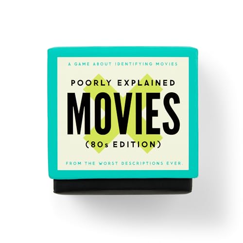 Brass Monkey Poorly Explained Movies – 80s Edition Party Game with 125 Cards Featuring Uniquely Terrible Descriptions of Movies, Suitable for 2-8 Players