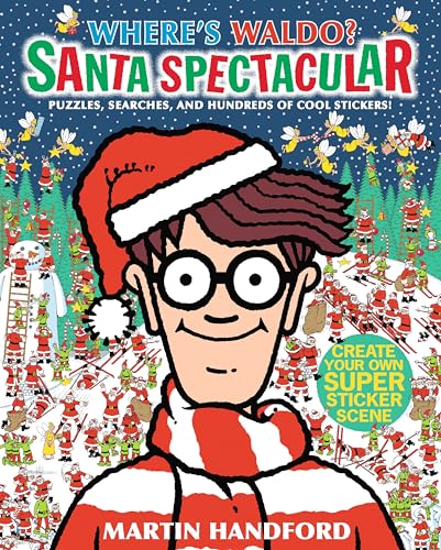 Where's Waldo? Santa Spectacular: (A Christmas-Themed Hidden Object Search-and-Find Puzzle & Sticker Book with Games & Hundreds of Stickers - a Perfect Stocking Stuffer Holiday Gift for Kids)
