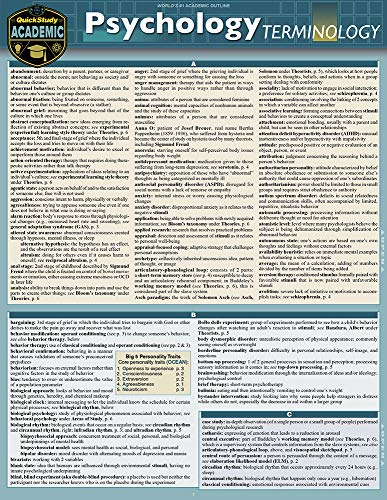 Psychology Terminology: a QuickStudy Laminated Reference Guide (Quickstudy Reference Guide) cover