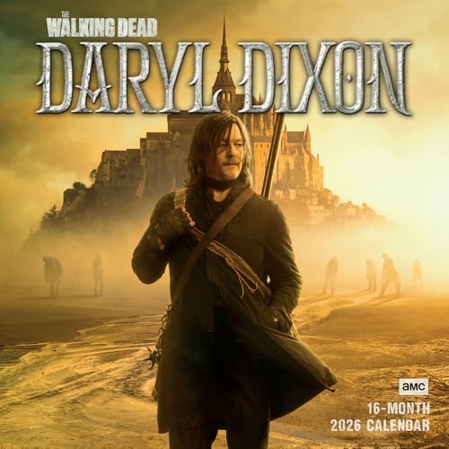 The Walking Dead: Daryl Dixon 2026 Wall Calendar, 12-Month TV Series Horror & Pop Culture Calendar, 12" x 12", 2026 Wall Planner and Organizer with Large Grids for Home and Office cover