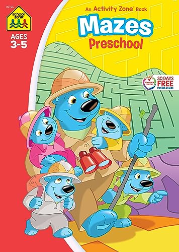 School Zone Mazes Preschool Workbook: 32 Pages, Pre-K, Kindergarten, Maze Puzzles, Colorful Pictures, Ages 3 to 5