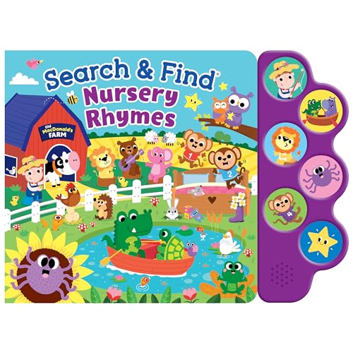 Search & Find Nursery Rhymes – Interactive Sound Book with 6 Buttons | Toddler Musical Board Book | Classic Songs & Hidden Picture Fun | Early Learning Seek and Find Activity Book for Boys & Girls