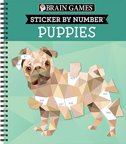 Brain Games - Sticker by Number: Puppies (14 Images to Sticker)
