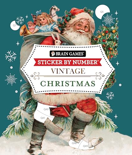 Brain Games - Sticker by Number - Vintage: Christmas (28 Images to Sticker)