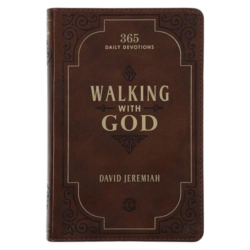 Walking with God Devotional - Brown Faux Leather Daily Devotional for Men & Women 365 Daily Devotions