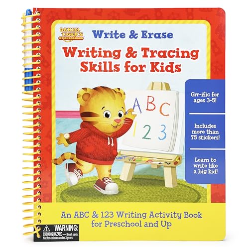 Daniel Tiger's Neighborhood Wipe Clean Writing & Tracing Workbook Skills for Preschool Kids Ages 3 - 5: Practice Pen Control, ABC's, Numbers, Handwriting, Wipe Off Pen Included