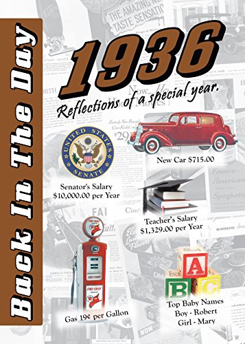 1936 Back In The Day - 24-page Greeting Card / Booklet with Envelope (5 x 7 Size) – Great for Birthdays, Anniversaries, Reunions, Graduations, Client & Corporate Gifts