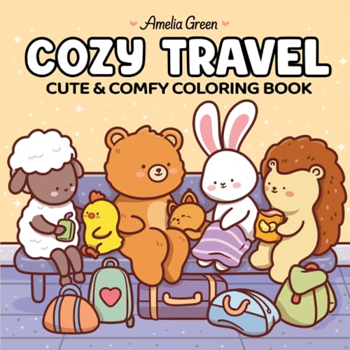Cozy Travel: Cute & Comfy Coloring Book for Adults and Teens