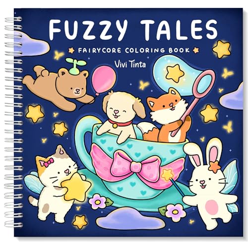 Fuzzy Tales: Fairycore Coloring Book for Adults & Teens Featuring Adorable Animals Characters