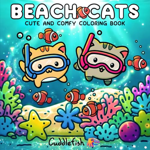 Beach Cats: Cute and Comfy Beach Coloring Book for Adults and Teens - Therapeutic Square Coloring Book, Bold and Easy Cozy Cat Coloring, Kawaii Fuzzy ... Relaxation (Hygge Moments Easy Art Therapy)