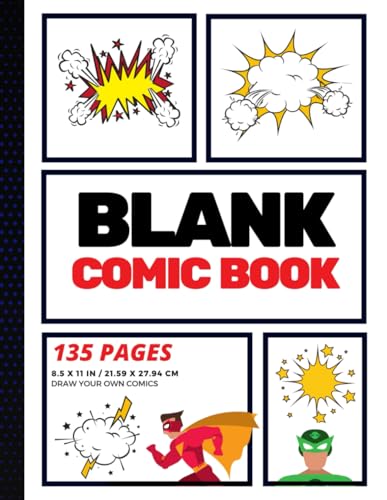 Blank Comic Book: Create Your Own Comic Strip, Blank Comic Panels, 135 Pages, Red (Large, 8.5 x 11 in.) (Action Comics) cover