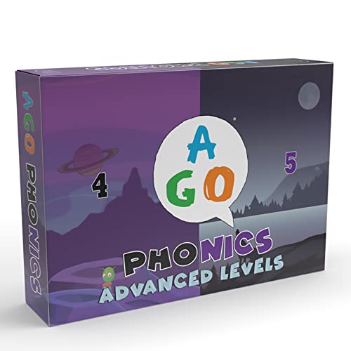 AGO Phonics Card Game - Advanced Set (Levels 4 and 5) A Fun Game to Build Phonics and Reading Skills. Learn Tricky phonemes (digraphs/dipthongs/Word Families/Silent Letters & More!)