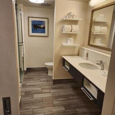 Hampton Inn Suites Tampa Airport Avion Park Westshore Tampa Florida — Bathroom