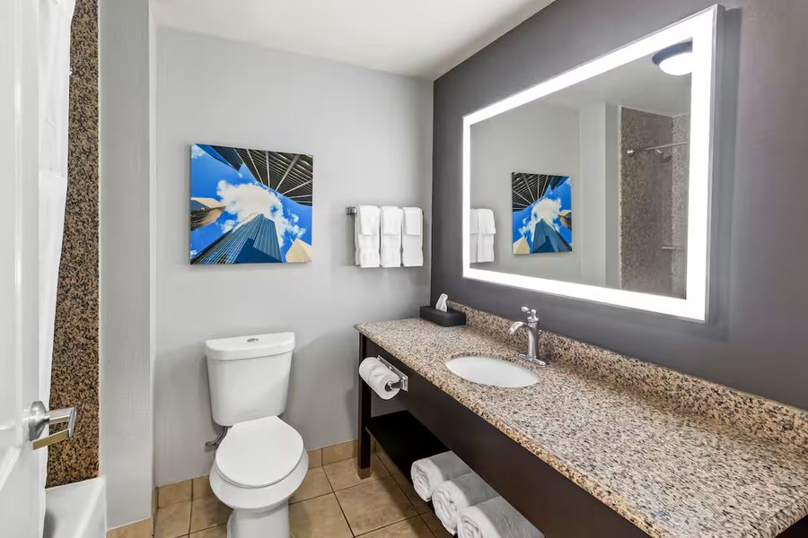 La Quinta Inn Suites by Wyndham Kingwood Houston IAH Airpt — Bathroom