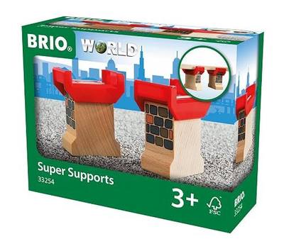 Brio World 33254 - Super Supports - 2 Piece Wooden Railway Set | Enhances Creativity | Compatible with All Brio Train Sets | Sustainability Certified | Perfect for Kids Ages 3 and Up