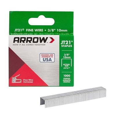 Arrow 276 JT21 Thin Wire Staples for Staple Guns and Staplers, 1000 Count | 3/8" Leg Length, 7/16" Crown Width, Heavy-Duty Galvanized Steel, Use for Upholstery, Crafts, General Repairs