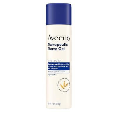 Aveeno Therapeutic Shave Gel for Women & Men, Sensitive Skin Shaving Cream with Prebiotic Oat & Vitamin E, Helps Prevent Razor Bumps & Skin Irritation, Soothes Dry Skin, Fragrance-Free, 7 Oz