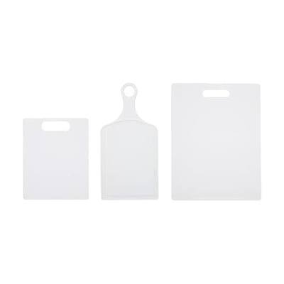 Farberware Cutting Boards for Kitchen, 3-Piece Poly Board Set, Reversible Plastic Cutting Board Set with Hand Holes, Dishwasher Safe, Food Prep and Charcuterie Boards, BPA-Free Polypropylene