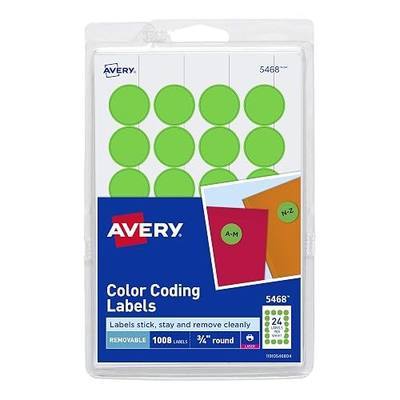 Avery Colored Dot Stickers, Removable Print or Write Circle Labels, 3/4 Inch, 1008 Neon Green Round Stickers (5468)
