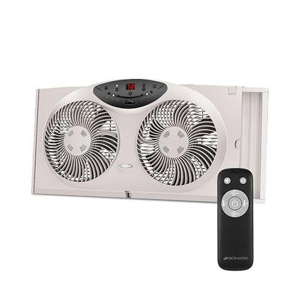 Bionaire Window Fan with Reversible Airflow Blades – 3-Speed Settings, Programmable Thermostat, LED Display, Remote Control, Fits 24–36" Windows, No Assembly Required