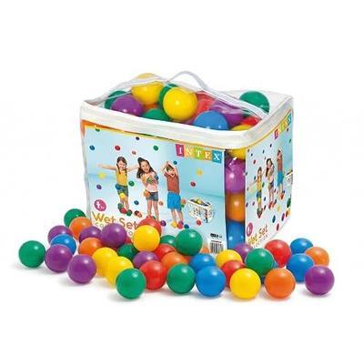 Intex Set of 100 Plastic Fun Balls for Ball Pits and Bounce Houses, Multi-Colored - 100-Count Soft Colorful Toddler-Safe Toys for Pool or Playpen