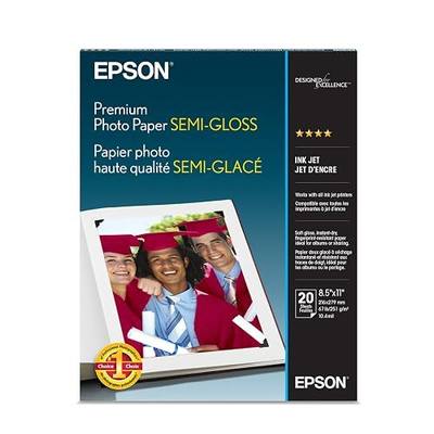 Epson Premium Photo Paper Semi-Gloss, 8.5 x 11 Inches, 20 Sheets (S041331)