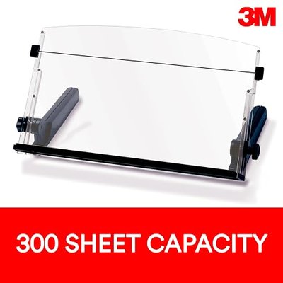3M Adjustable in-Line Document Holder, Black, DH640, 1 Pack/Case | With Elastic Line Guide