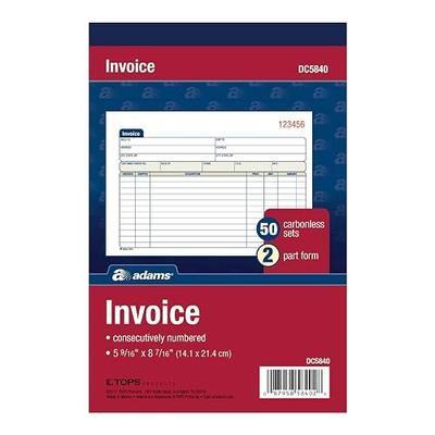 Adams Invoice Book, 2-Part, Carbonless, 5-9/16 x 8-7/16 Inches, 50 Sets per Book (DC5840)