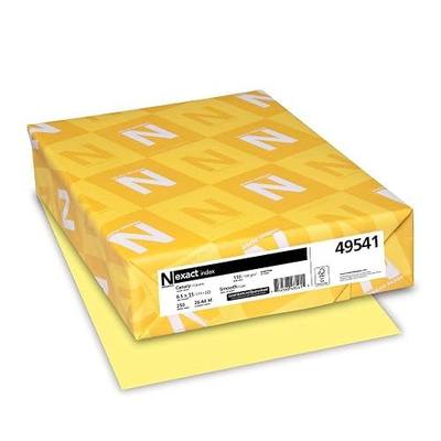 Wausau Neenah Paper Exact Index Card Stock, 110 lb Index Weight, 8.5 x 11, Canary, 250/Pack