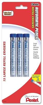 Pentel Refill Eraser for AL, Ax and PD Series Pencils 5 Pcs/Tube,Thermoplastic Elastomer, 3-PK