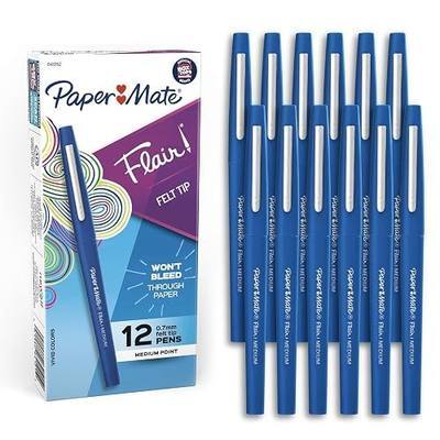 Paper Mate Flair Felt Tip Pens, Medium Point (0.7mm), Blue, 12 Count - Teacher Supplies, Arts & Crafts, Back to School