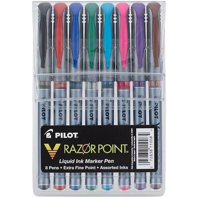 Pilot Razor Point Fine Line Marker Stick Pens, Ultra-Fine Point (0.3mm), Marker Pens, Assorted, 8-Pack