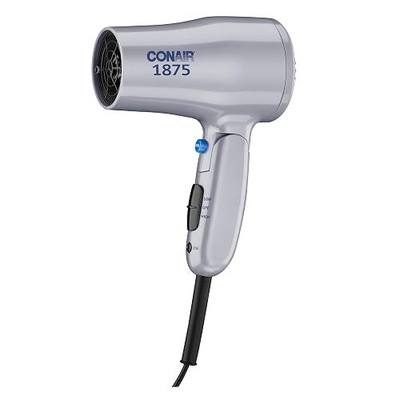 Conair Compact Hair Dryer, Travel Blow Dryer Folding Hair Dryers for Women, 1875W Travel Hair Dryer, Lightweight Hairdryer, Dual Voltage Hair Dryer for World Travel, 2 Heat/2 Speed, Cool Shot, Grey