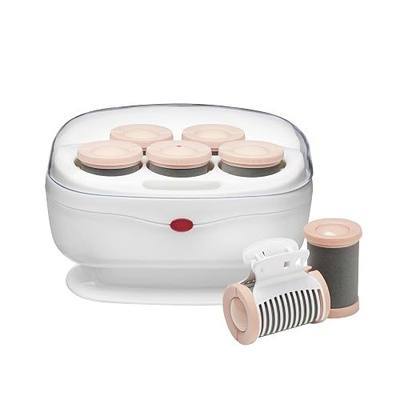 Conair Jumbo Hot Rollers, Medium to Long Hair, 5-Piece, White | Velvety-flocked hair rollers with clips for a secure hold, ceramic technogy for fast heat-up in 85 seconds, and a storage bin