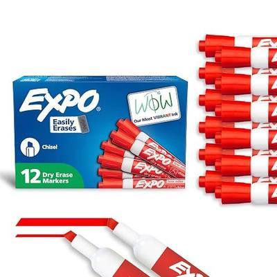 EXPO Dry Erase Markers, Low Odor Ink, Red, Chisel Tip, 12 Count