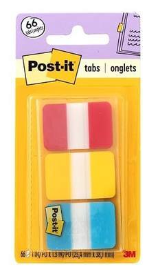 Post-it Tabs, 1 in, Solid, Red, Yellow, Blue, 22 Color, 66 Tabs/On-the-Go Dispenser (686-RYB)