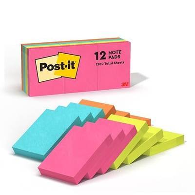 Post-it Notes, 1.38 x 1.88 in, Poptimistic Collection, 12 Pads | School Supplies and Office Products