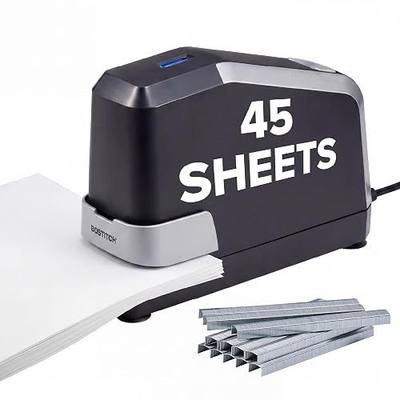 Bostitch Office Impulse Heavy Duty Electric Stapler Value Pack, 45 Sheet Capacity, Includes 5,000 Staples & Staple Remover, No-Jam, Faster Stapling, Black