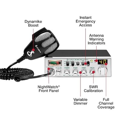 Cobra 29NW Classic Professional CB Radio - Emergency Radio, Travel Essentials, Instant Channel 9/19, Full 40 Channels, SWR Calibration and Nightwatch Illumination Display