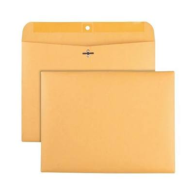 Quality Park 9 x 12 Clasp Envelopes, Deeply Gummed Flaps for Permanent Secure Seal, Great for Filing, Storing or Organizing Documents, 28 lb. Brown Kraft, Open Side, 100/Box (QUA38090)