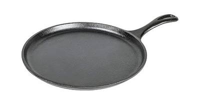 Lodge Round Seasoned Cast Iron Griddle 10.5 Inches - Round-Shaped, Pre-Seasoned Iron Griddle Pan - Non-Toxic, PFAS-Free Cookware - Compatible with Stovetop, Oven, Grill, or Campfire