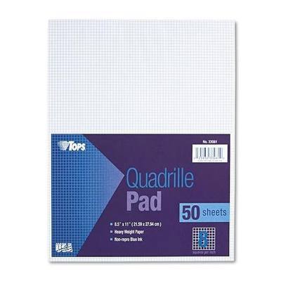 TOPS Quadrille Pad, Gum-Top, 8-1/2 x 11 Inches, Quad Rule , White Paper, 50 Sheets per Pad (33081)