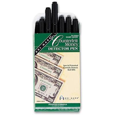 Dri Mark 351R1 Counterfeit Bill Detector Marker Pen - Made in The USA 3 Times More Ink, Pocket Size, Fake Money Checker, Money Loss Prevention Tester & Fraud Protection for U.S. Currency (Pack of 12),Black
