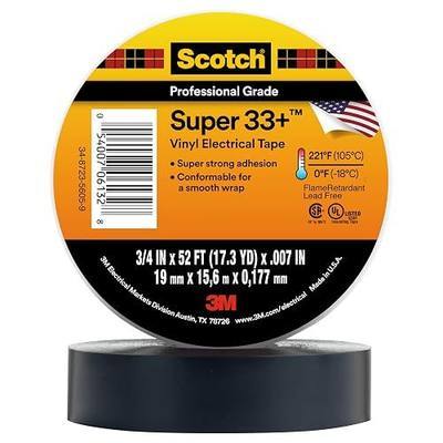 3M Scotch Super 33+ Electrical Tape, 3/4 in x 52 ft, 1 Roll, Black | Premium Grade All-Weather Vinyl, Resistant to Abrasion, Moisture, Corrosion, Alkalies