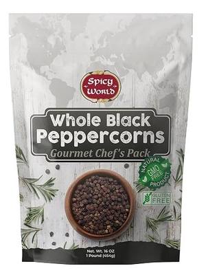 Spicy World Black Peppercorns Whole 16 Ounce - As Seen On Tik Tok - Non-GMO, Steam Sterilized Whole Peppercorns for Grinder Refill