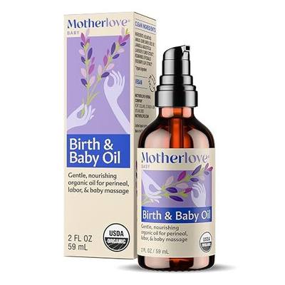 Motherlove Birth & Baby Oil (2 oz) | Gentle Lavender-Infused Oil for Perineal, Labor & Baby Massage—Non-GMO, Organic Herbs