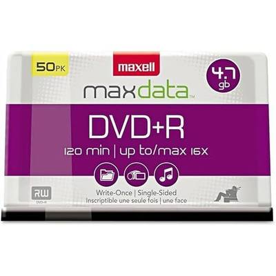 Maxell – MAX639013, DVD-R Blank Disc - 4.7GB Storage Capacity with 16X Write Speed - Write-Once Format for Large File & Superior Archival Life - Compatible with DVD/Player - 50 Pack Spindle Silver
