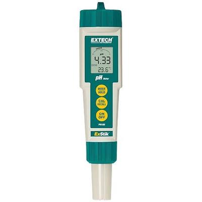 Extech PH100 Waterproof ExStik II pH Meter Kit with Flat Surface Electrode and Temperature Display | pH 0.00-14.00, waterproof, ATC, flat-surface electrode, temperature display, auto power off, sample cup